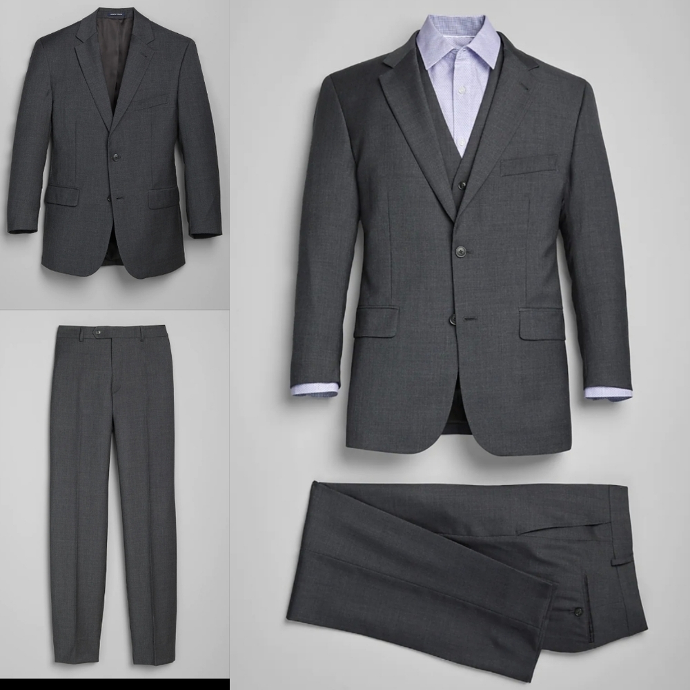 Jos. A Bank's Grey 2 Piece Suit 46R Pants and 54L jacket